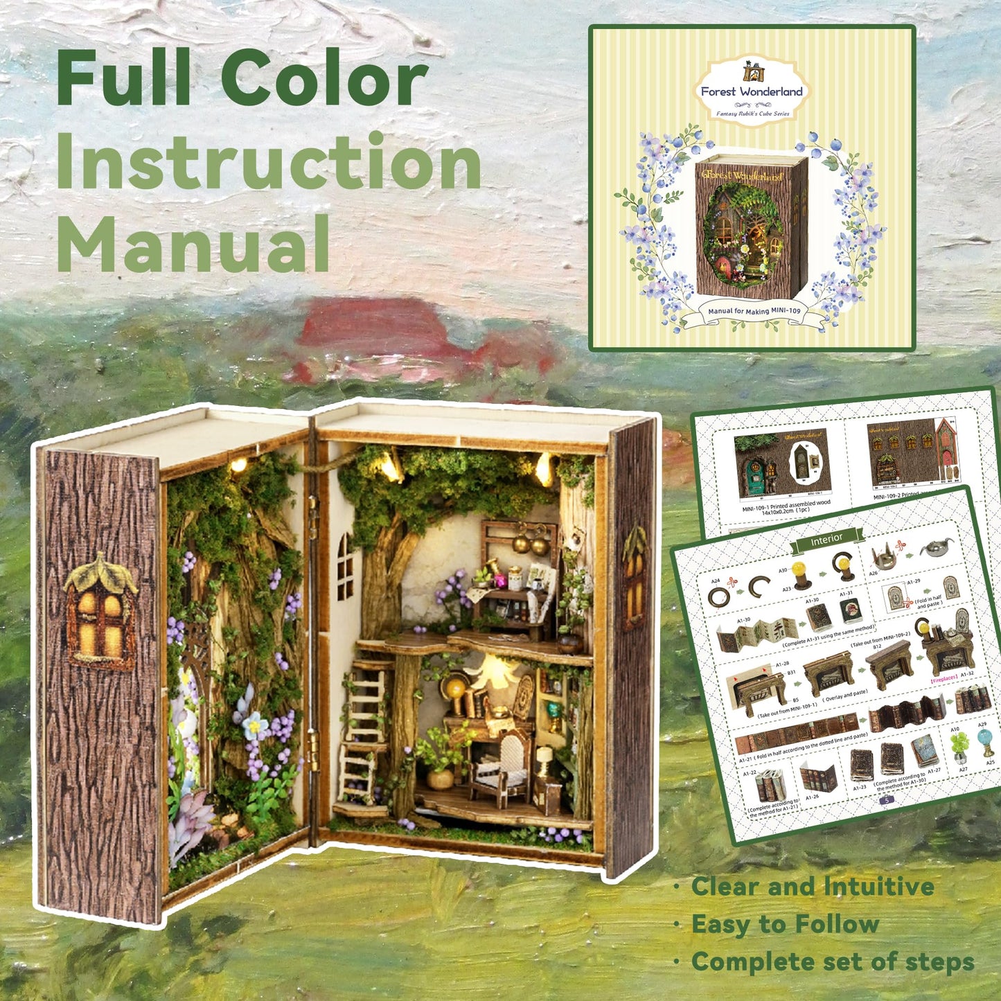 Flever Dollhouse Miniature DIY House Kit Creative Room with Furniture for Romantic Valentine's Gift (Forest Wonderland)
