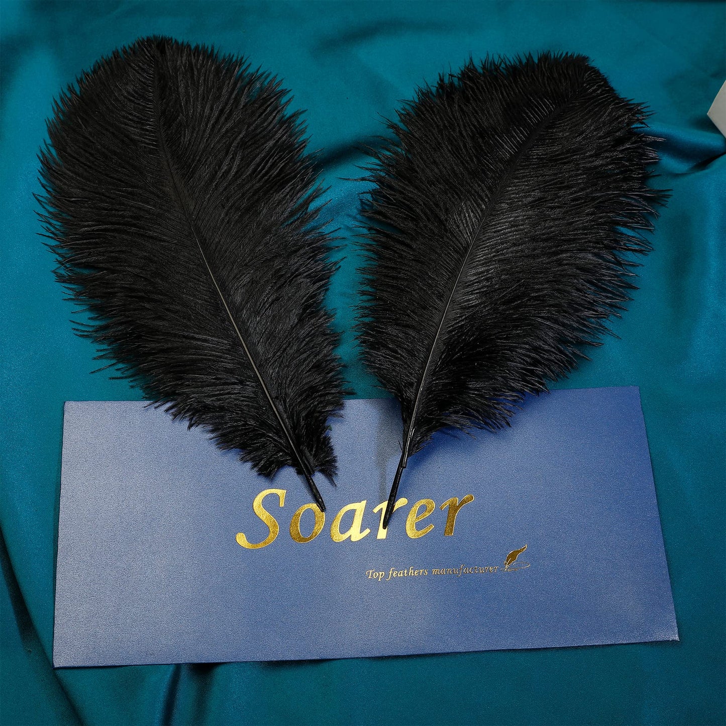 Soarer Black Ostrich Feathers Bulk - 15pcs 10-12 inches for Wedding Party Centerpieces, Home Decorations and DIY Crafts(Black)