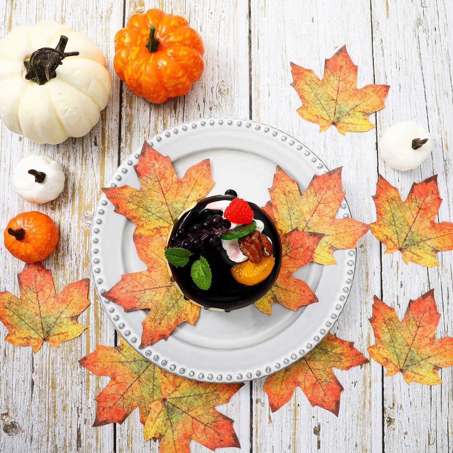 Parchment Fall Leaves Thanksgiving Cheese Paper Parchment Leaves Decorative Paper for Plate Table Charcuterie Boards Food Serving Decoration (100 Pcs)