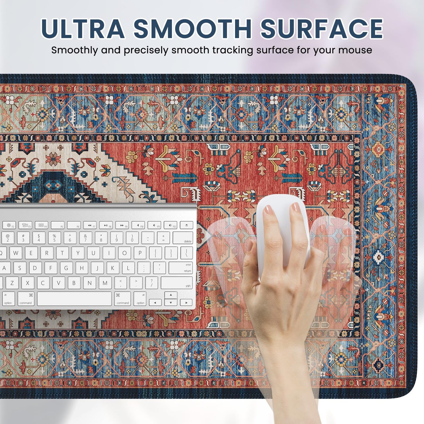 iLeadon Rug Mouse Pad, Large Computer Desk Cover Mat with Smooth Lycra Surface, Desk matt for Desktop, Mousepad with Non-Slip Base, Keyboard Mats for Women Office, Home
