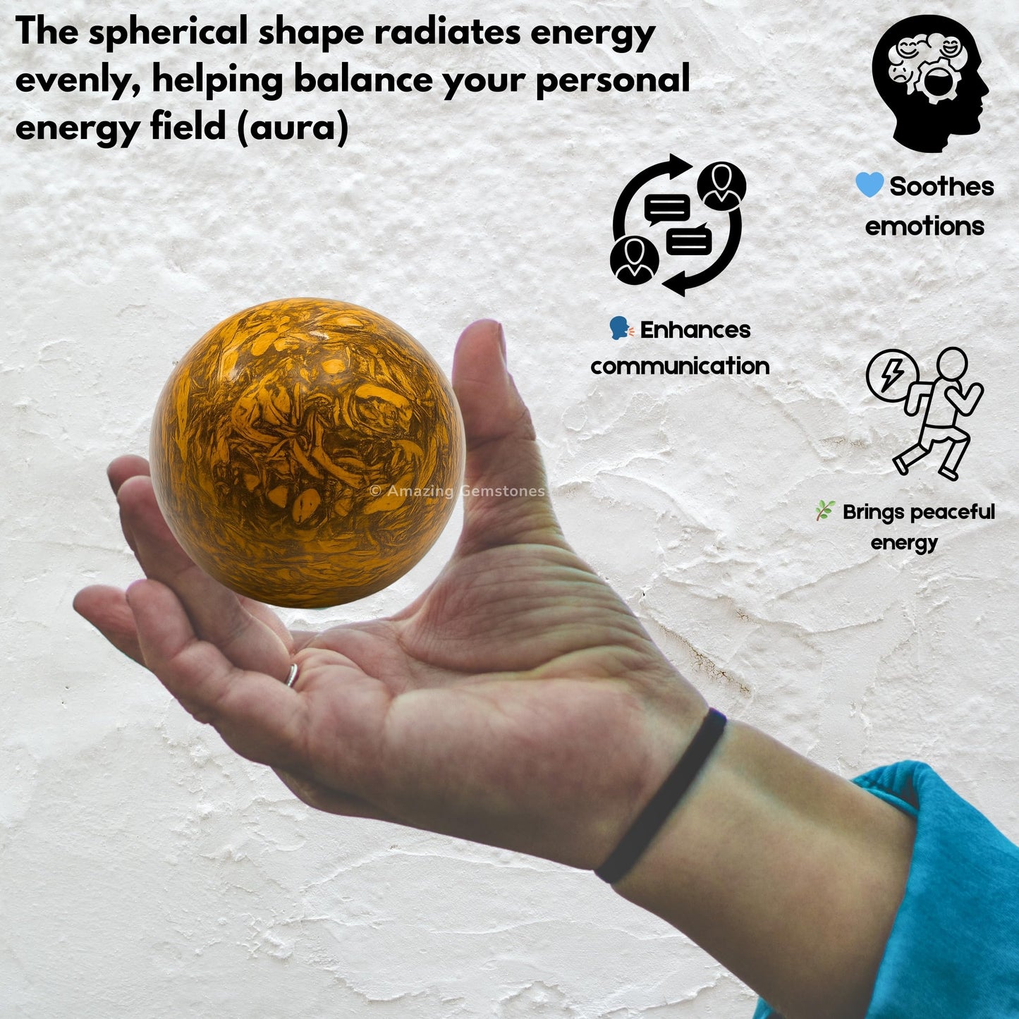 Amazing Gemstone Mariyam Jasper Crystal Ball with Stand - 2" Inches Crystal Sphere Meditation Balls for Witchcraft and Decorative Balls