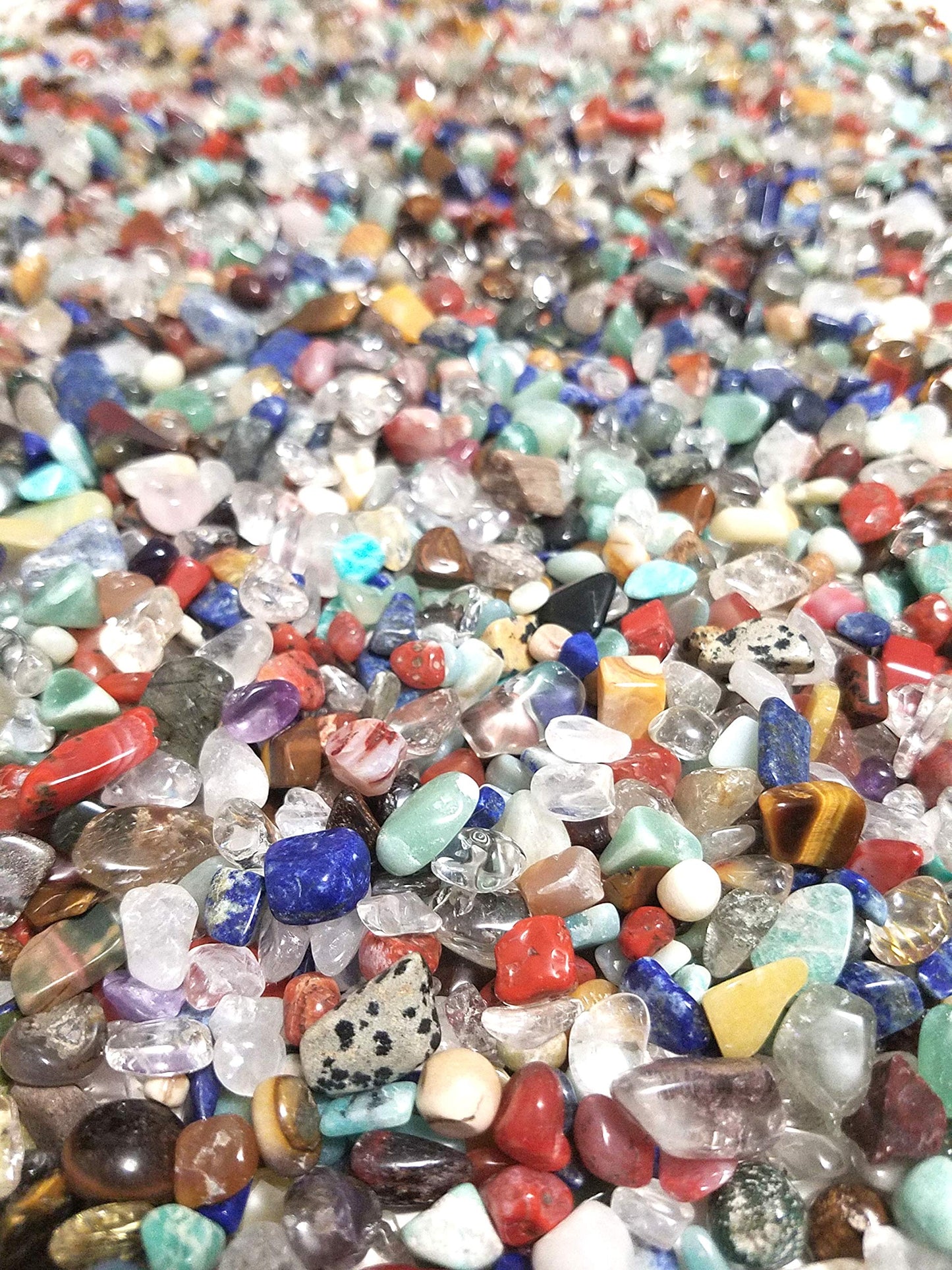 JM 1.1 lb Mixed Nature Stones & Crystal Tumbled Chips Gemstone Crushed Pieces Irregular Shaped Jewelry Making Home Crafts Projects Flower Pot Fish Tank Decoration Gift