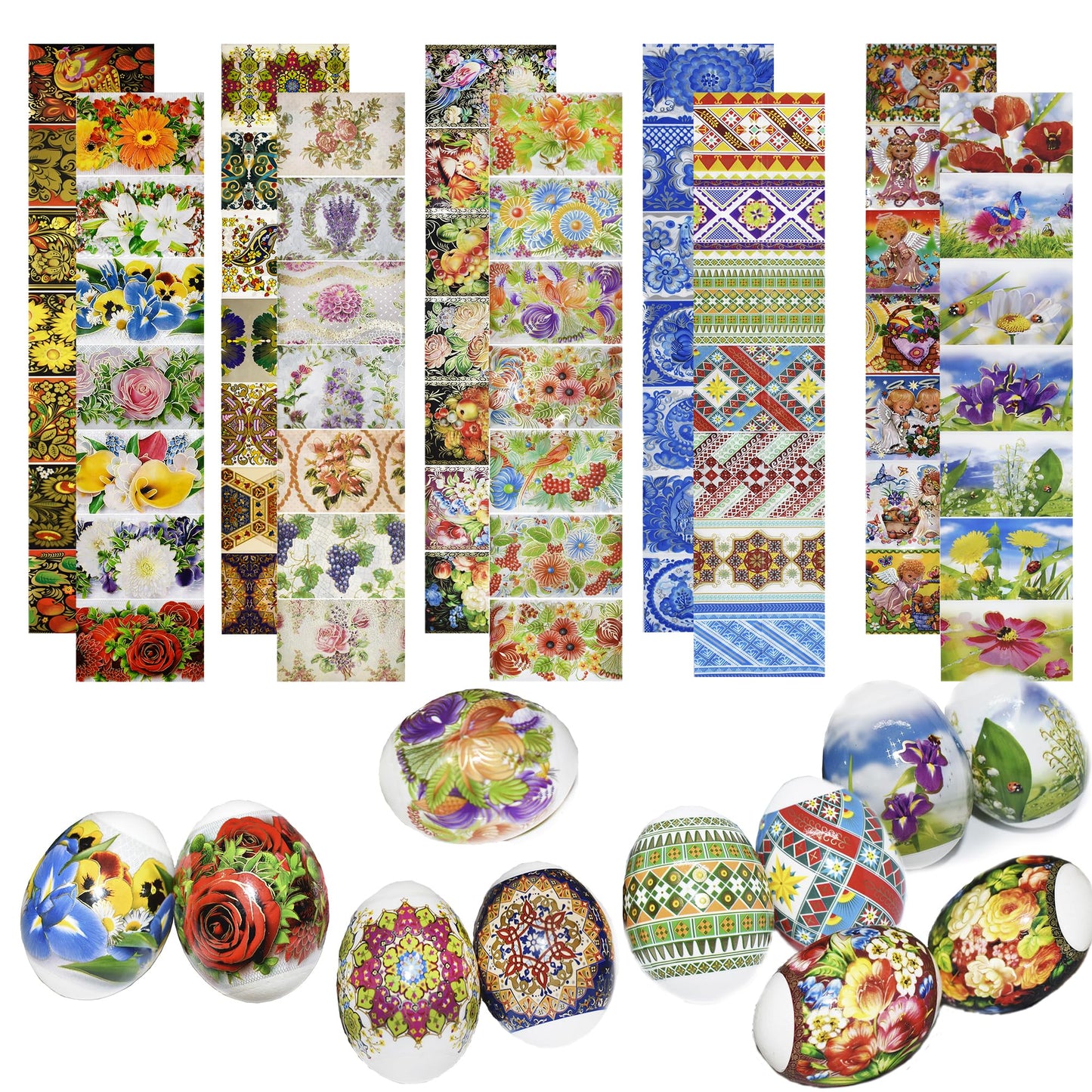 Pack 10 Thermo Heat Shrink Sleeves - Easter Egg Decorating Kit - Ukrainian Pysanky Supplies - Decorative Egg Wraps - Easter Decoration Wraps Pysanka Pysanky - for 70 Eggs