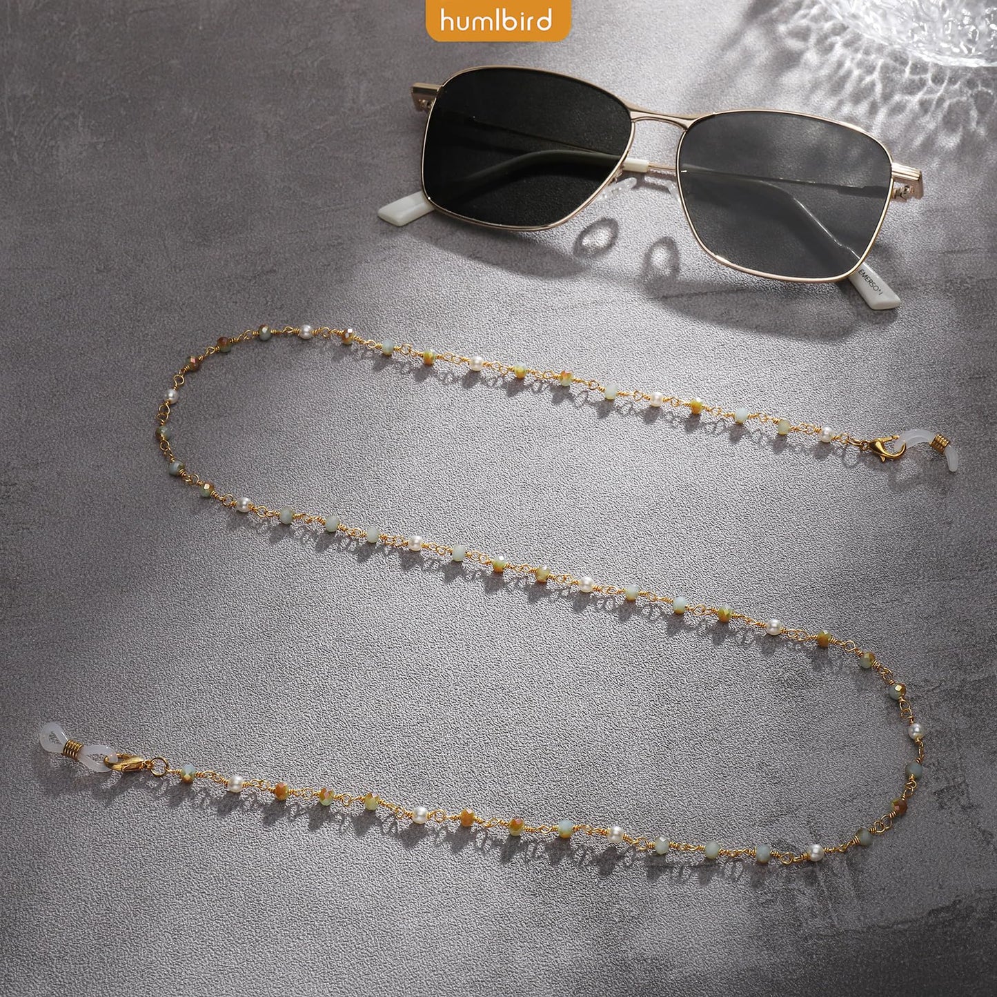 humlbird Eyeglasses Chain for Women Stylish Mask Lanyard Natural Crystal Mask Chain Eye Glasses Holder Strap Around Neck