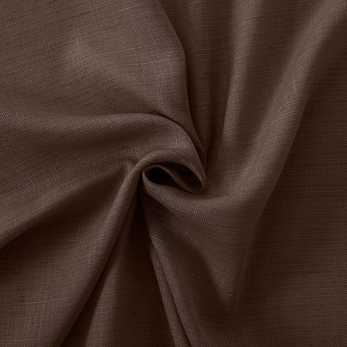 BGment 96 Inches Long Linen Curtains for Living Room, Brown Semi Sheer Window Drapes Rustic Textured for Farmhouse Beroom Dining Room Decor Rod Pocket Lightweight, 2 Panels Set, Each 52 Inch Wide