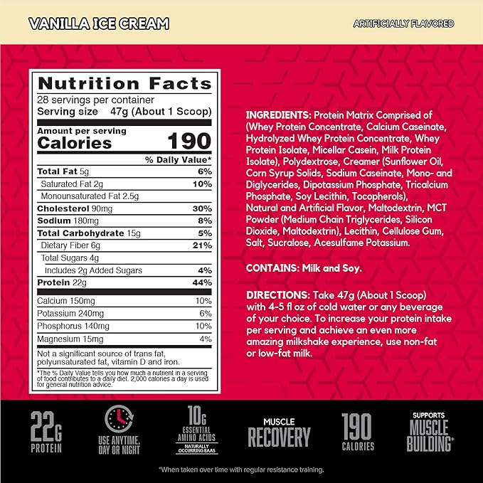 BSN SYNTHA-6 Whey Protein Powder, Vanilla Milk Isolate Protein Powder with Micellar Casein, Ice Cream, 28 Servings (Package May Vary)