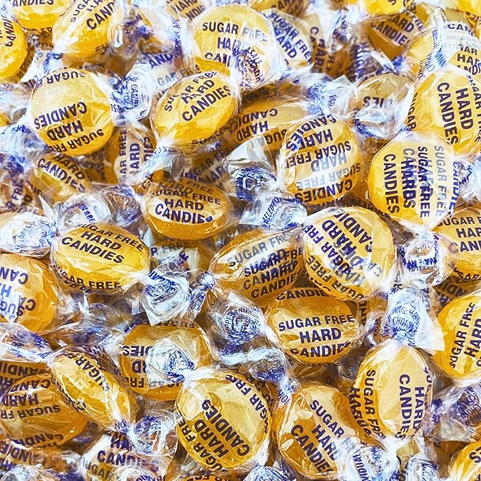 Holiday Sugar Free Butterscotch Hard Candy 1 lb Bag Individually Wrapped Gluten Free, Keto And Diabetic Friendly Gourmet Butterscotch Flavored Candies (16oz)