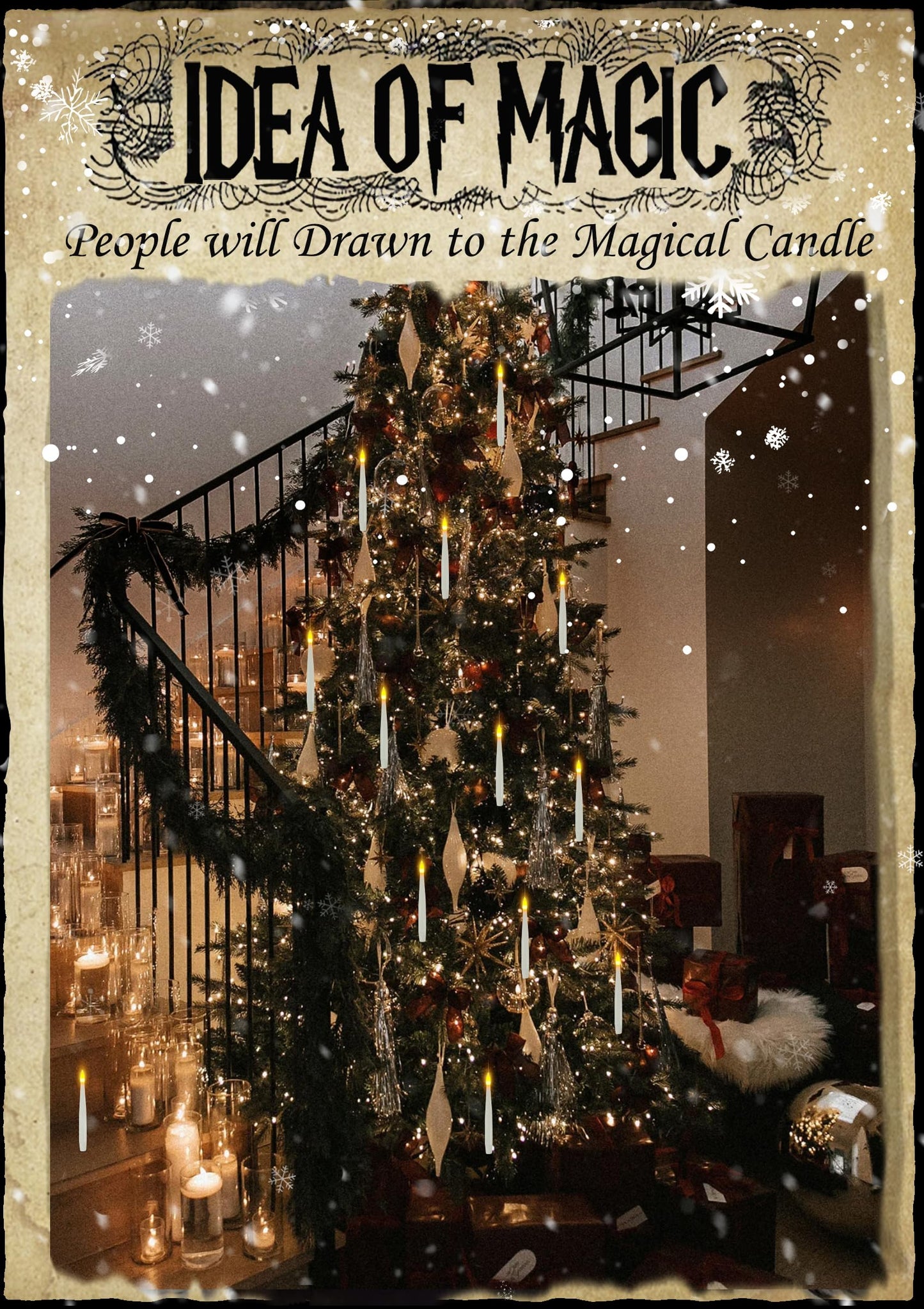Floating Candles, 20PCs Floating Candle with Wand, Magic Hanging Candles Flickering Warm Light Flameless Floating LED Candle, Battery Operated Taper Candle Set for Birthday Theme Party, Gift for Kids