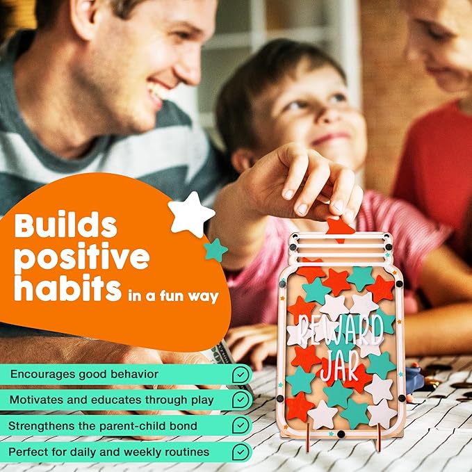 The Best Magnetic Reward Jar - Reward System for Kids with Strong Magnet, Star Jar Reward System Magnetic for Promoting Good Behavior at School or Home