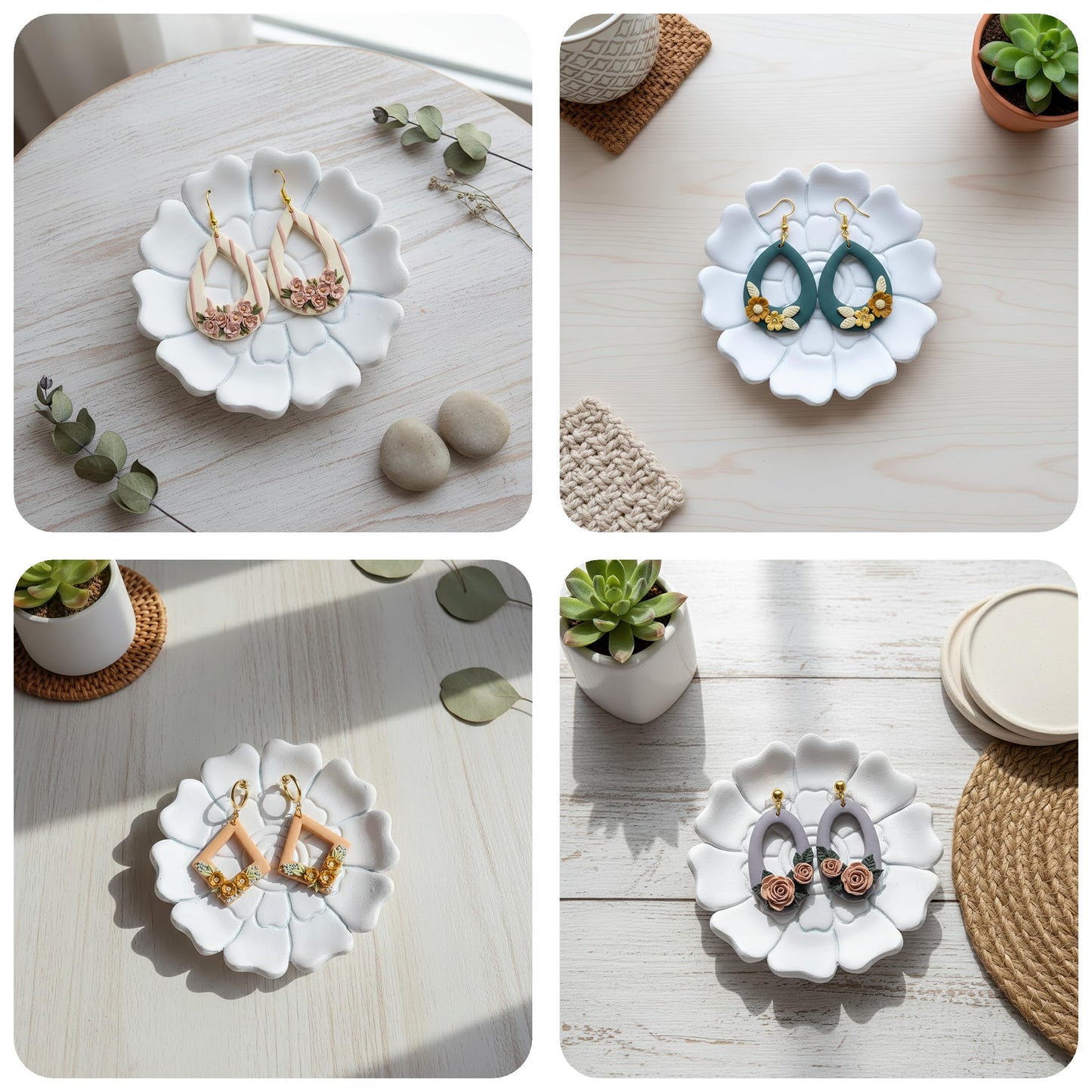 GOTO CLAY TOOLS Trinket Cutter Set for Polymer Clay Display & Jewelry Styling – Monstera, Shell & Flower Shapes | MOSHEFL-TRI