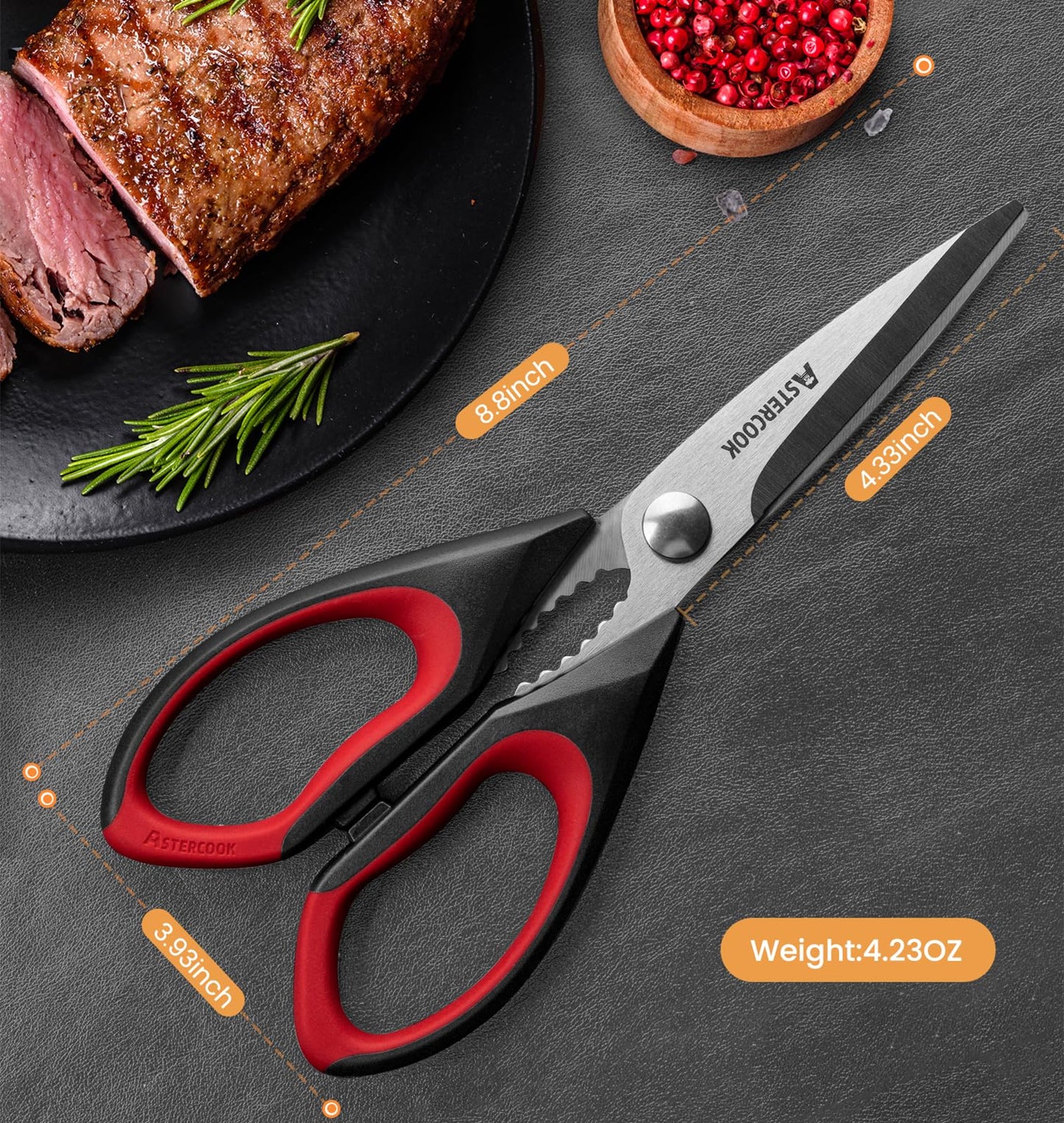 Astercook Kitchen Scissors All Purpose Heavy Duty,3 Pack Kitchen Shears Set,Stainless Steel Kitchen Gadgets for Cutting Food,Poultry,Meat,Vegetable,Herb Dishwasher Safe Utility Tools Home Gift