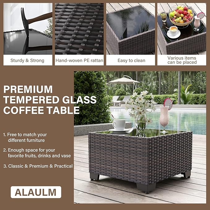 ALAULM Patio Furniture Set with 2 Swivel Chairs, Outdoor Sectional with 55000 BTU Fire Pit Table and Wide Seat, 11 Pieces Wicker Rattan Conversation Set with Coffee Table for Garden, Deck, Grey