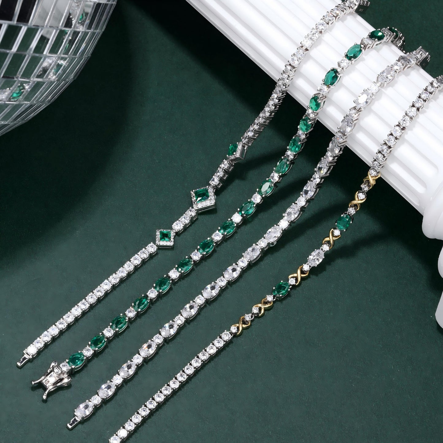 FANCIME May Birthstone Bracelets Sterling Silver Created Emerald Tennis Bracelet Emerald Fine Jewelry Gift for Women