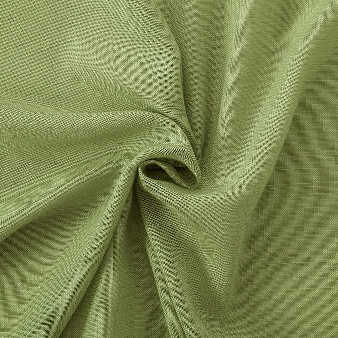 BGment Olive Green Linen Curtains for Living Room 84 Inch Length- Light Filtering Window Drapes Rod Pocket Natural Textured for Bedroom Lightweight Rustic Spring Decor, 2 Panels Set, 52 X 84 Inch