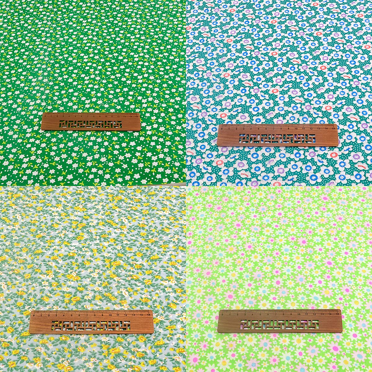 100% Cotton Fabric Bundle - 8 Pre-Cut Squares (20"x20"), Floral Pattern, Perfect for Beginners' Sewing, Quilting & Craft Projects - Green