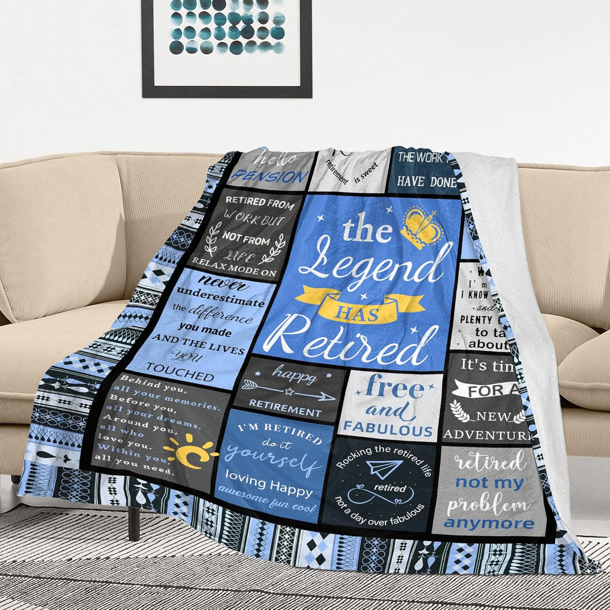 Funny Retirement Gifts for Men, Best Gifts for Retirement Men 2025, Retired Gift Ideas, Happy Retirement Present, Coworker Farewell Gift, The Legend Has Retired Soft Blue Blanket Throw 60"X50"