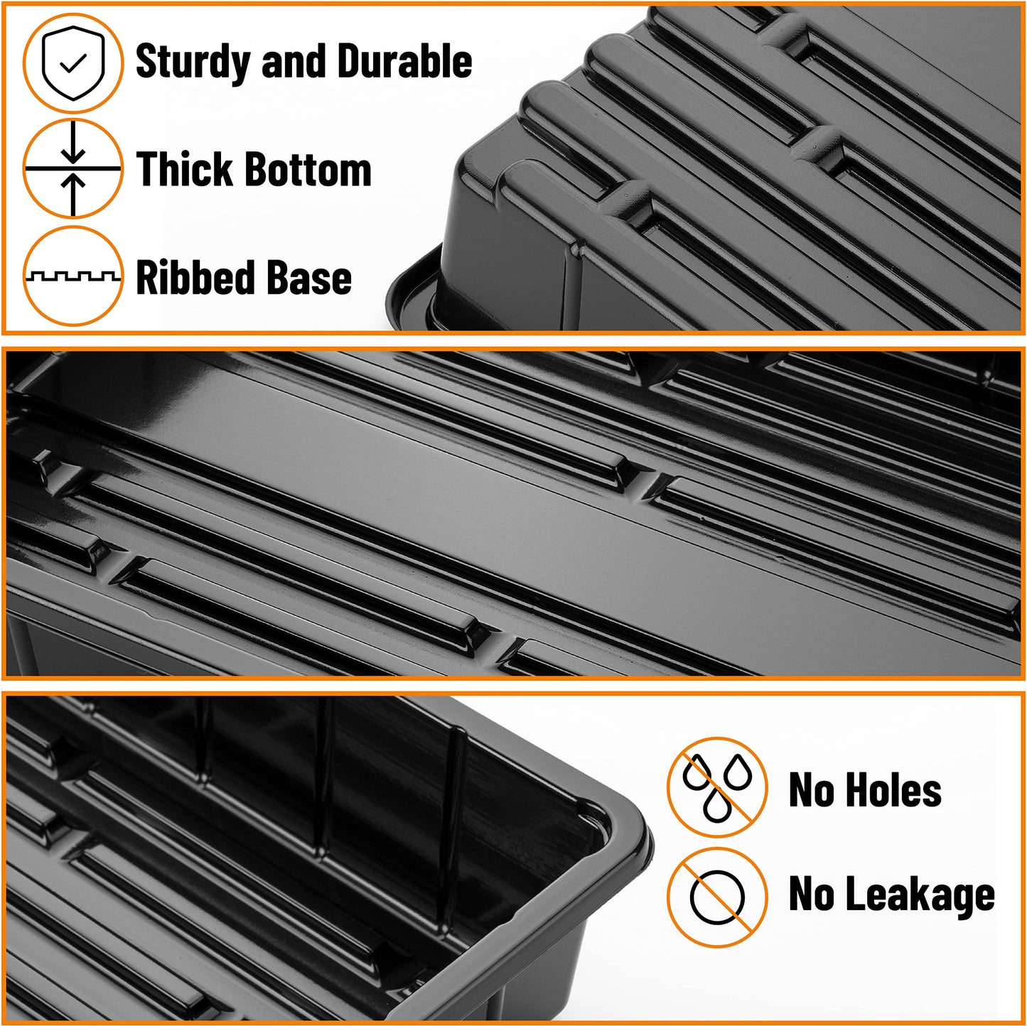 Mr. Pen- Seed Starter Trays, 5 Pack, 17"x10"x2.4", Durable Plastic Growing Trays, Stackable and Reusable Seedling Starter Kits for Indoor, Outdoor, Greenhouse Gardening, Planting, Hydroponic Systems