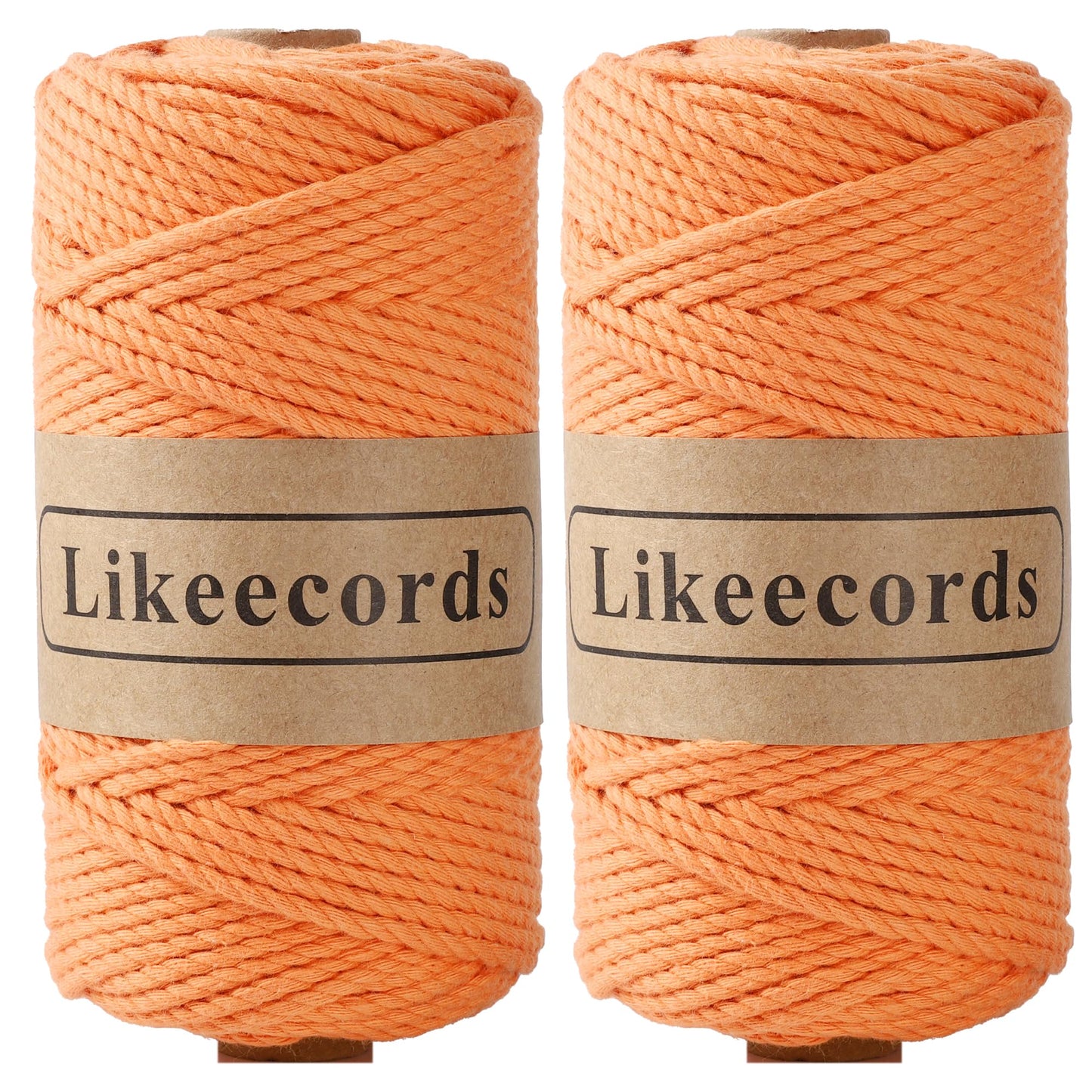 Likeecords 2 Rolls of Cotton Macrame Cord 3mm x 100m, 3 Strand Twisted, Macrame Rope, Macrame String Cotton Yarn, Macrame Yarn Craft Cord for Knitting Plant Hangers Christmas Décor (Terra Cotta)