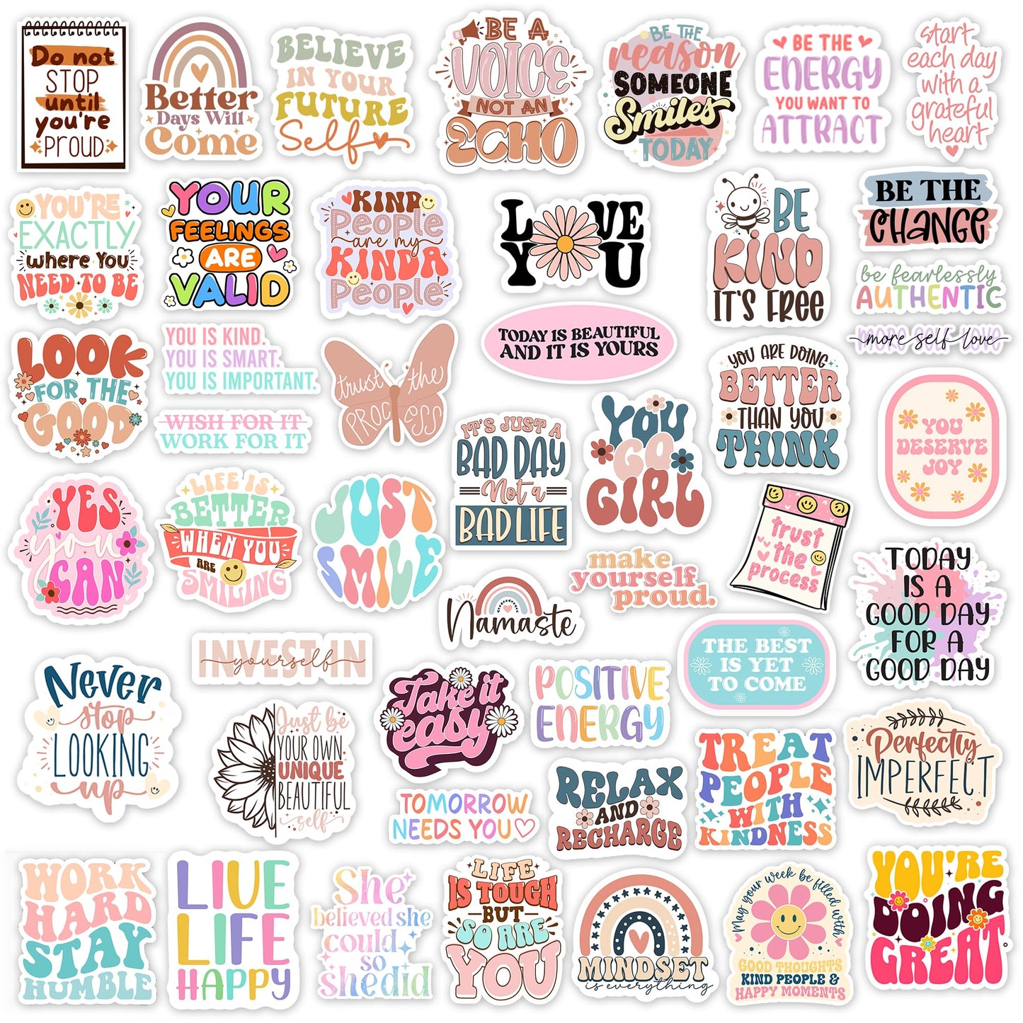 300PCS Motivational & Affirmation Stickers by Puraesla – for Vision Board, Positive Inspirational Decals for Water Bottles, Laptops, Planners, Journals, Scrapbooks & Teachers
