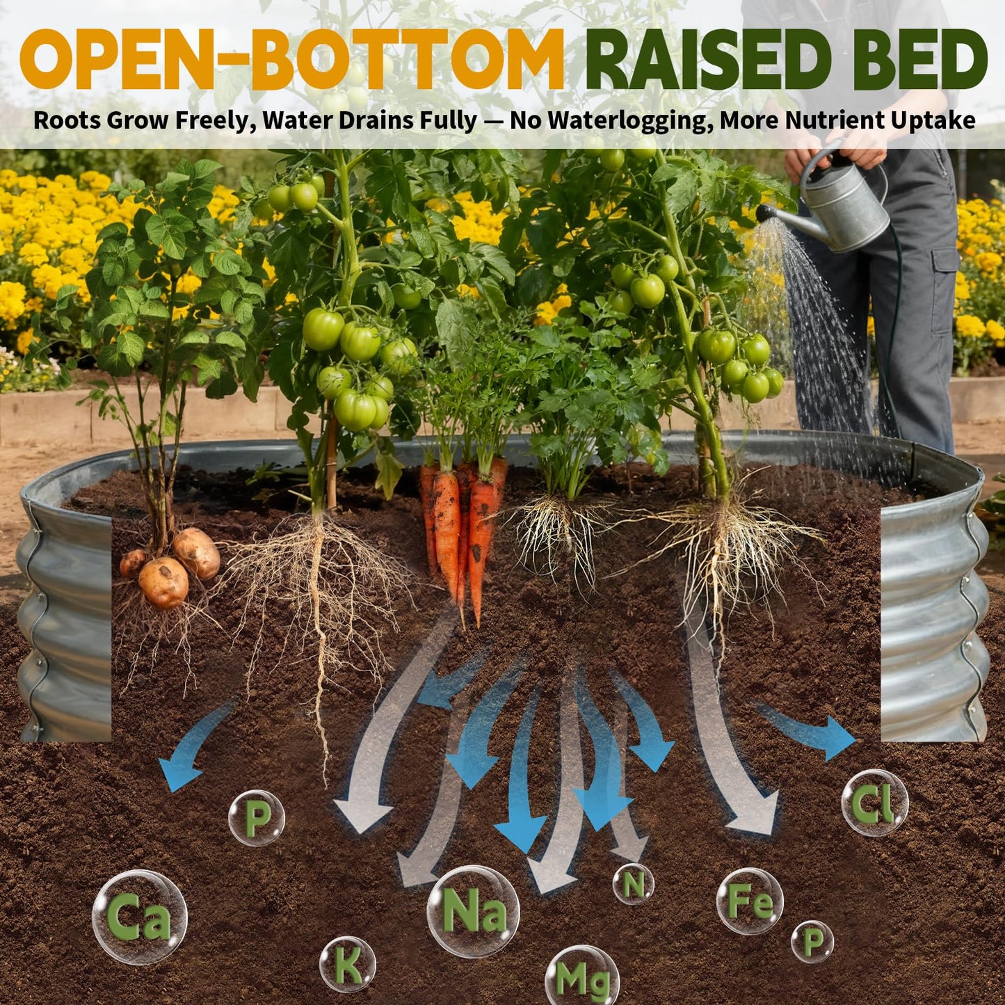Vivagarden Galvanized Raised Garden Bed Outdoor, Large Raised Bed for Gardening, 6x3x1ft Oval Metal Planter Box for Vegetables, Fruits, Flowers, Silver
