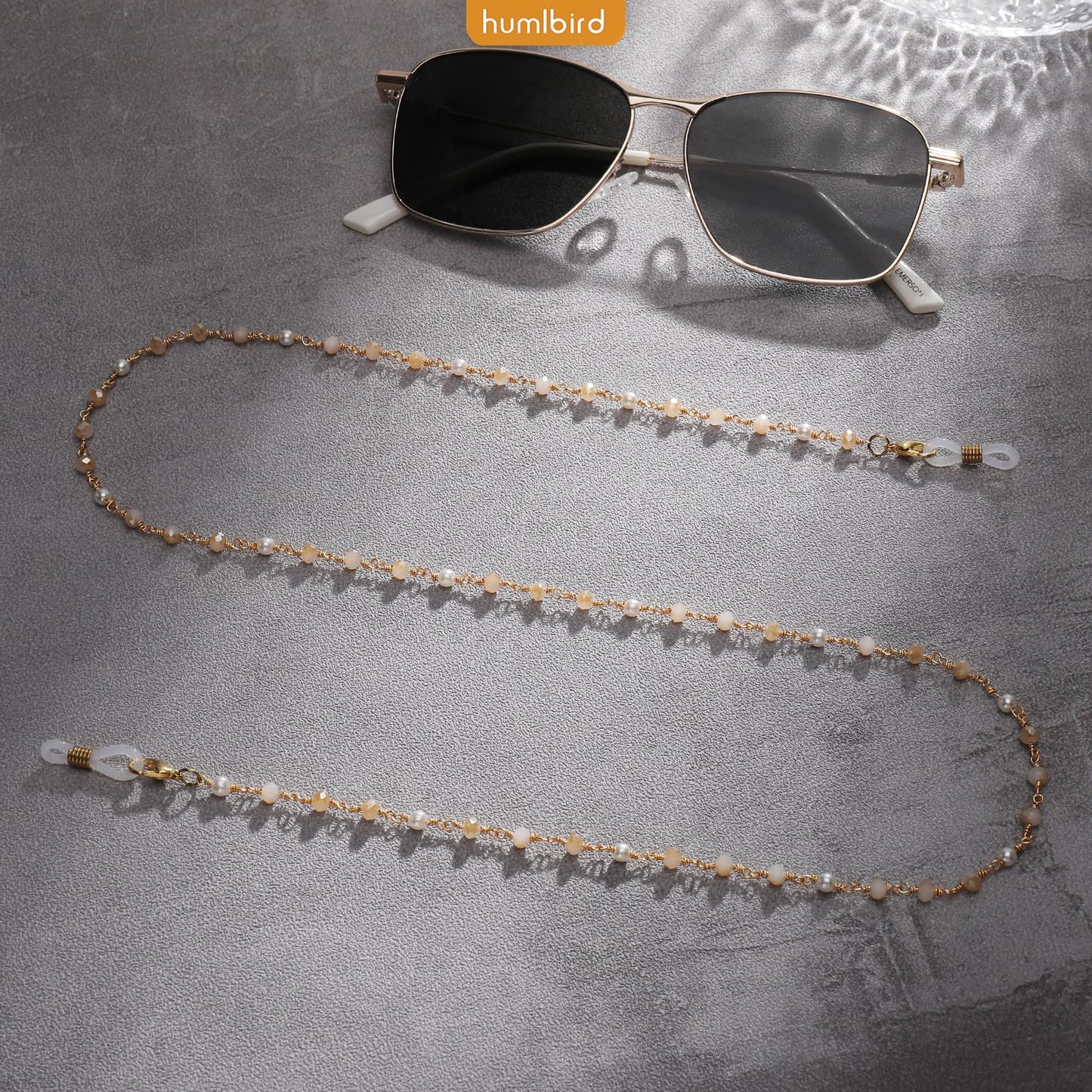 humlbird Eyeglasses Chain for Women Stylish Mask Lanyard Natural Crystal Mask Chain Eye Glasses Holder Strap Around Neck