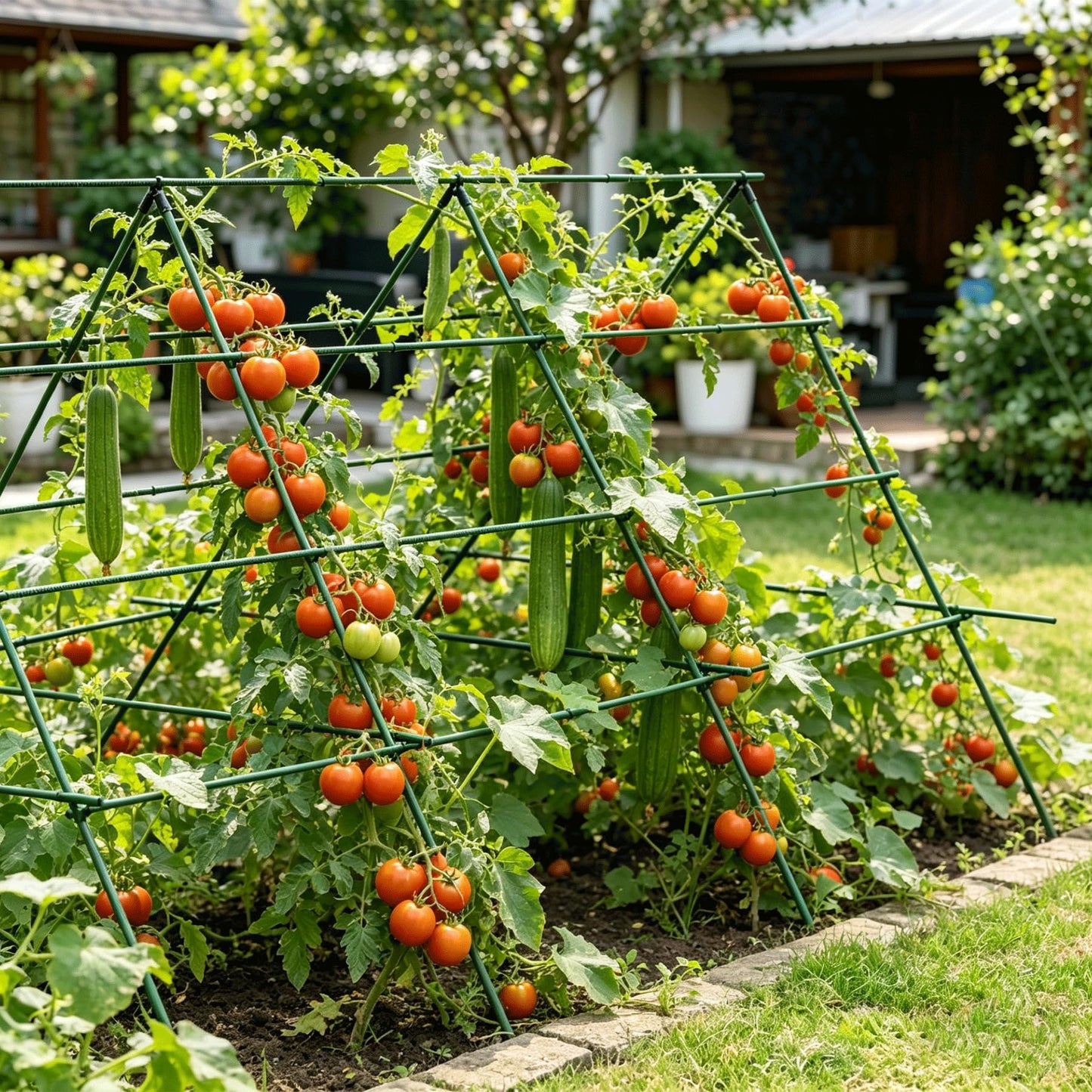 Orgrimmar 26 PCS 48" Garden Stakes 4ft Plastic Coated Climbing Plant Support Stakes Climbing Frame for Tomato Cucumber Eggplant Vine Vegetable (48 Inch)