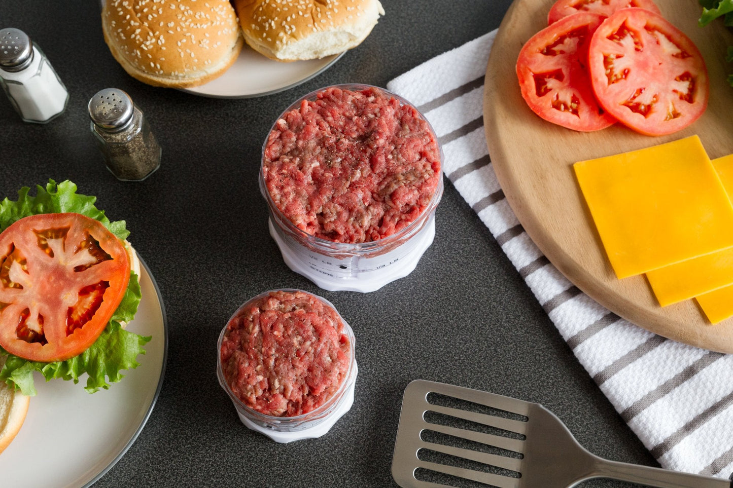 KitchenArt Adjust-A-Burger Press Set, Plastic, 2-Piece, White