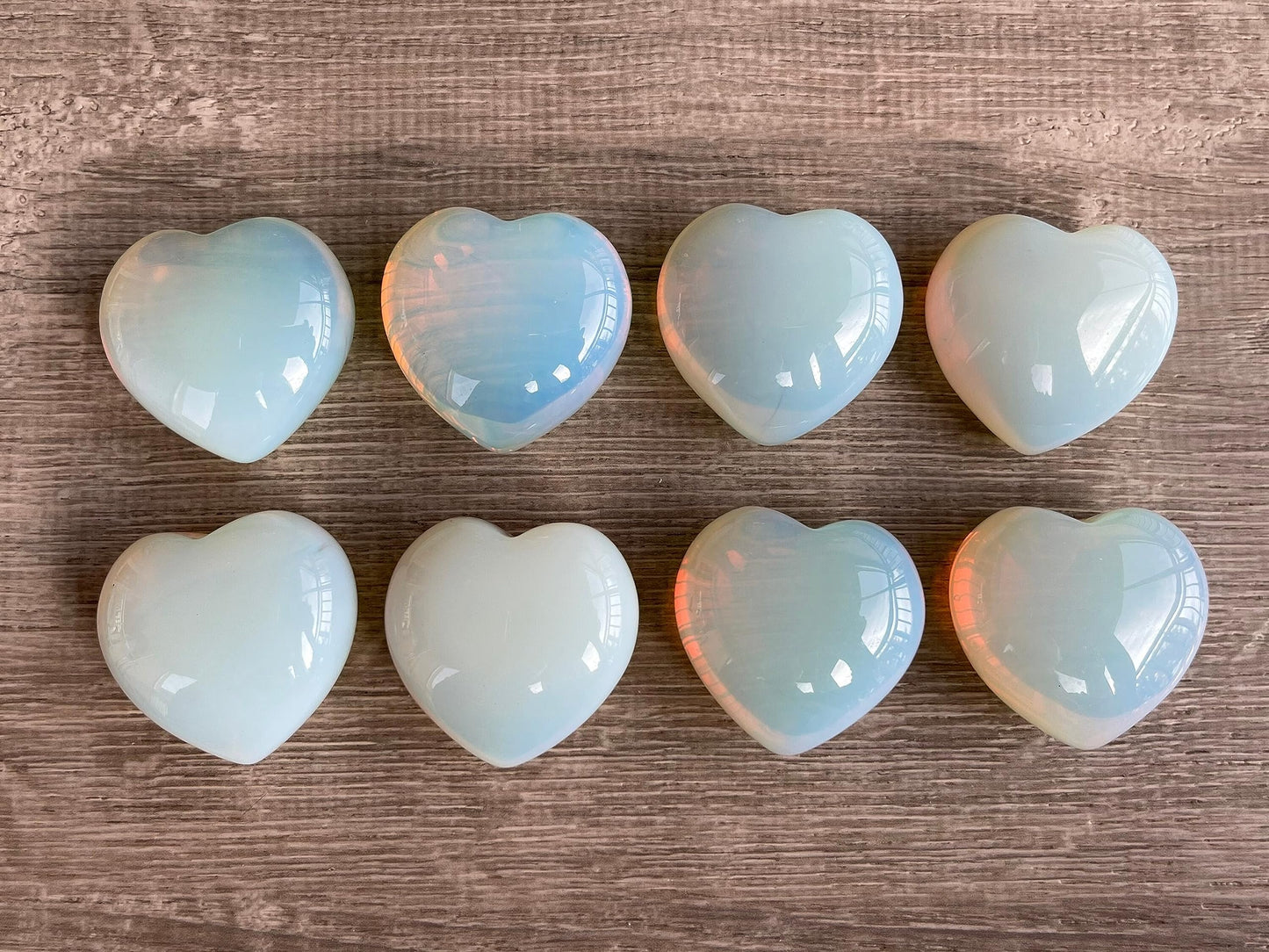 GAF TREASURES Opalite Gemstone Hearts, Polished Opalite Puffy Hearts, Opalite Crystal Palm Stone, Opalite Healing Crystal Hearts (1 Heart)