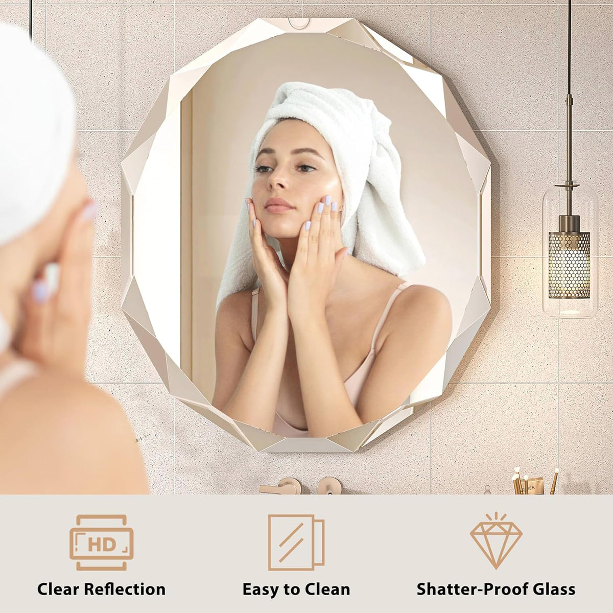 Bathroom Mirrors for Over Sink, Round Frameless Mirrors for Wall, 24x30 Inch Beveled Bathroom Mirror, Bathroom Vanity Circle Mirror for Bedroom Living Room Entryway Home Decor