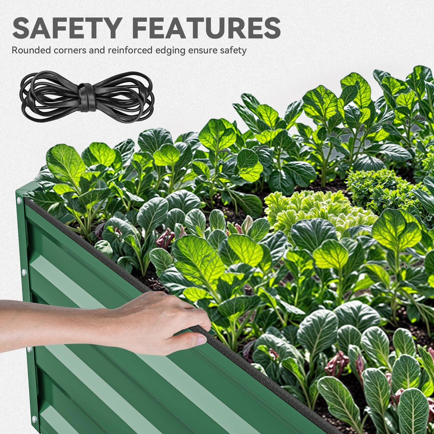 YITAHOME 96x48x12 in 2pcs Galvanized Raised Garden Bed Kit, Large Metal Planter Box with Gloves, Safety Rubber & Support Rod, Green