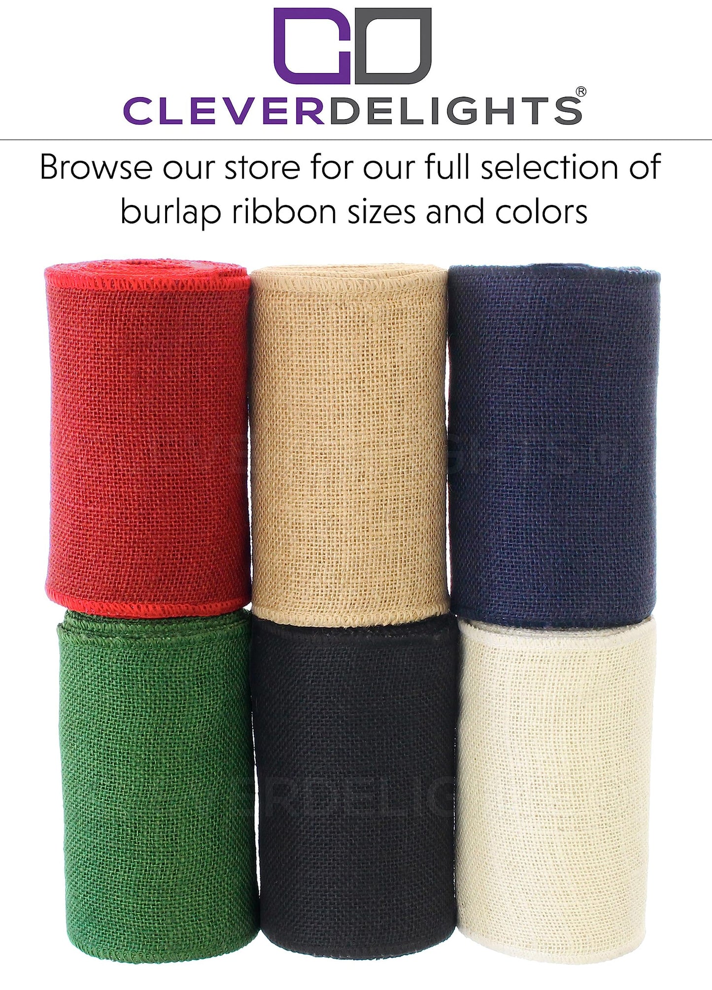 CleverDelights 6" Ivory Burlap Ribbon - Wired Edges - 10 Yards - Jute Burlap Fabric Ribbon