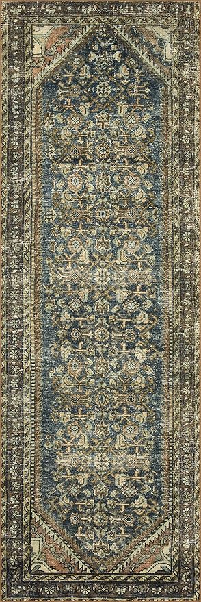 Loloi Magnolia Home by Joanna Gaines Banks Collection BAN-02 Denim/Clay 7'-6" x 9'-6", .13" Pile Height, Machine Washable, Area Rug