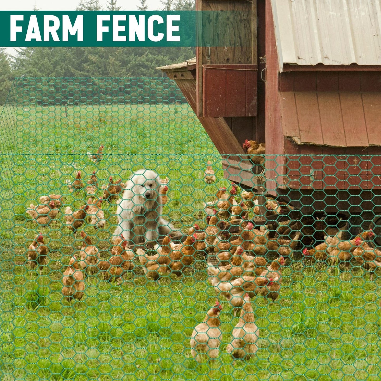 GlikCeil 12 in X 200 ft Chicken Wire Fencing Metal Floral Chicken Wire Mesh for Crafts Poultry Garden, 1 Inch Hexagonal Galvanized Hardware Netting for Poultry Coop Barrier Rabbit Cage (Green)