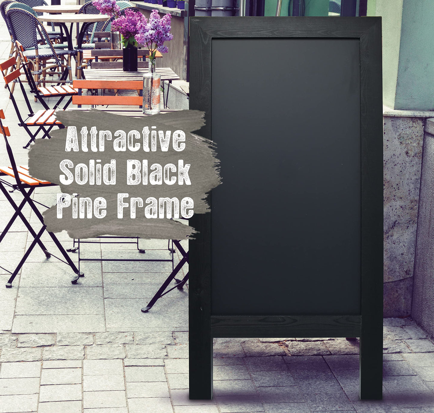 Better Office Products Magnetic A-Frame Chalkboard Sign, Extra Large 20" x 40", Standing Chalkboard Easel, Deluxe Set with Multiple Accessories, Outdoor Sidewalk Sandwich Board Sign,(Black)