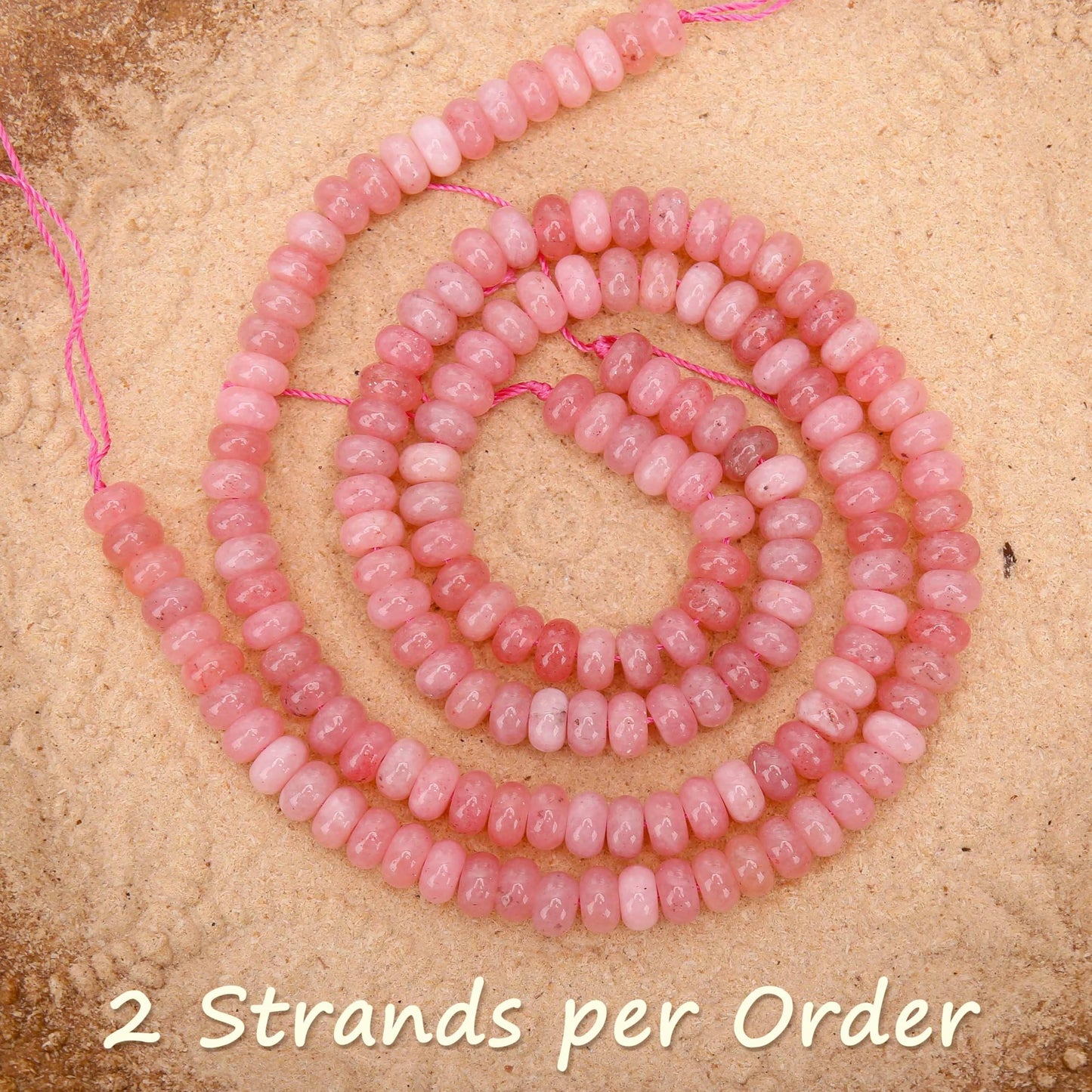AUREHEN 2 Strands (150PCs) Pink Jade Rondelle Beads, 5 * 8mm Gemstone Loose Spacer Abacus Disk Beads for DIY Bracelet Necklace Earrings Jewelry Making, Craft Supplies Beading Kit
