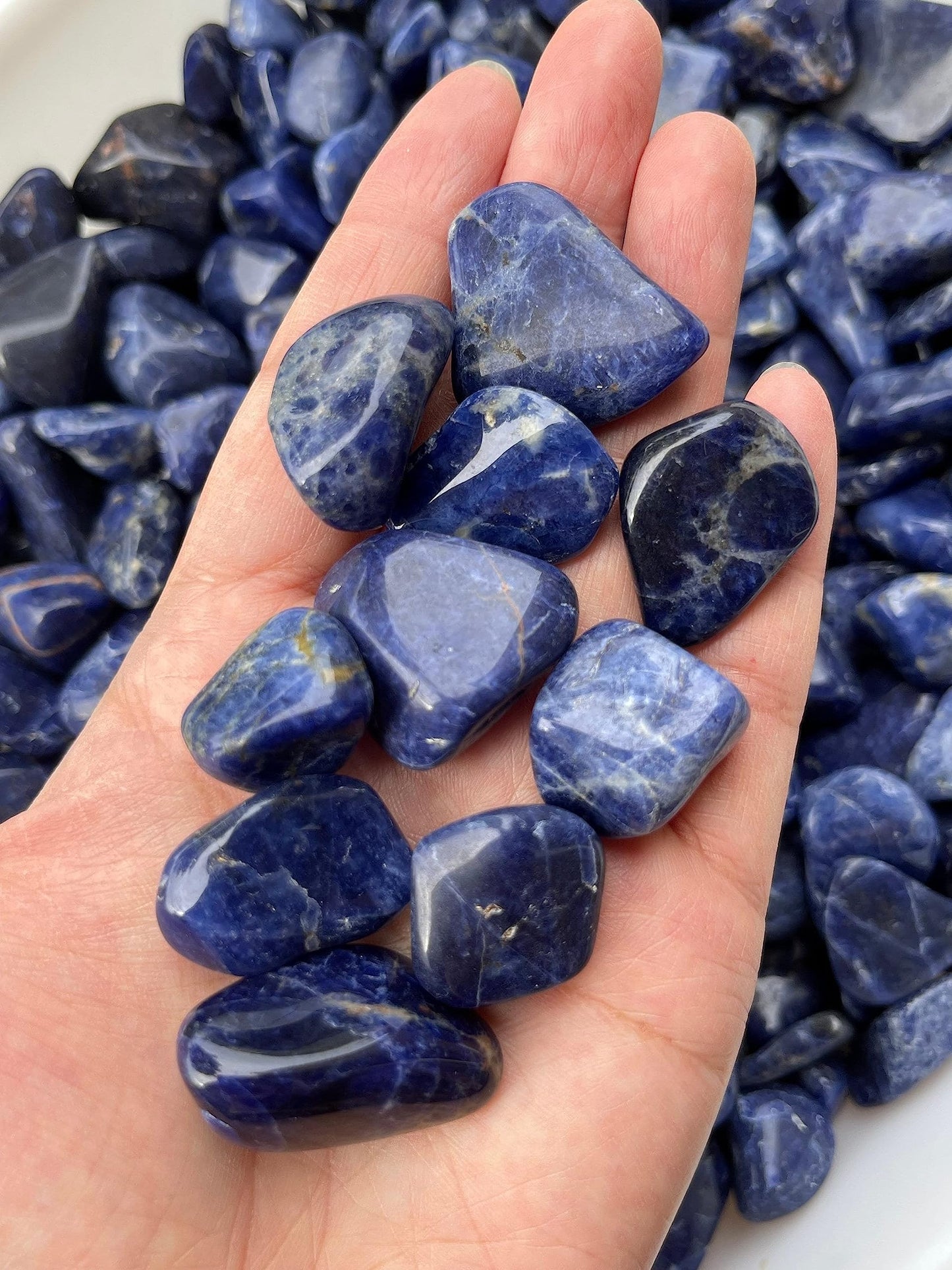 GAF TREASURES 5 Pcs Sodalite Tumbled Stones, Polished Sodalite Gemstone, Healing Crystals (Sodalite)
