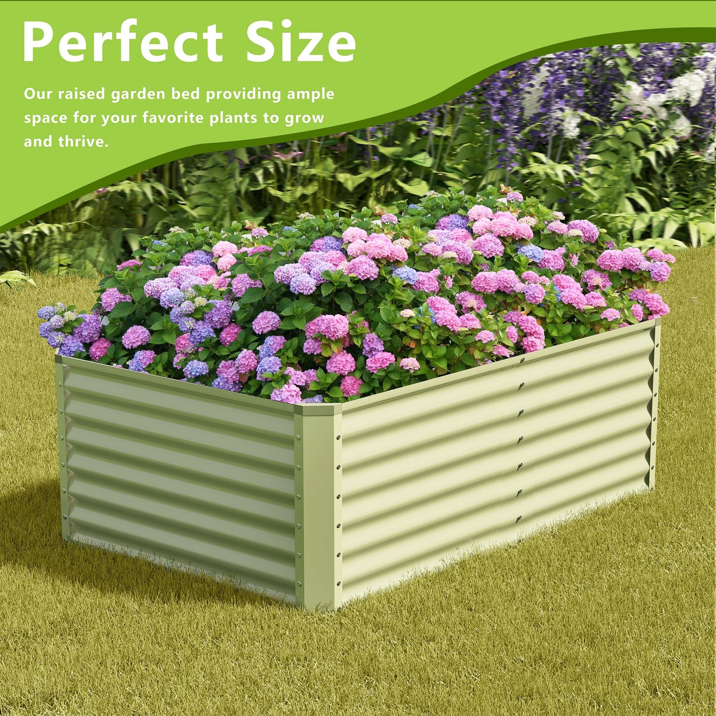 Ayen Guard 2PCS 4x2x2FT Galvanized Raised Garden Bed,Galvanized Planter Boxes Outdoor, Large Metal Raised Garden Beds for Vegetables-Green