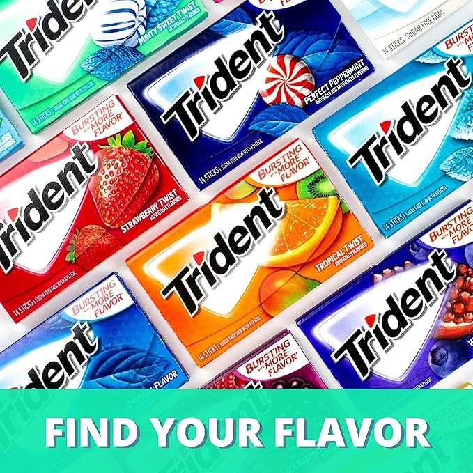 Trident Minty Sweet Twist Sugar-Free Chewing Gum, 12 Packs of 14 Pieces (168 Total Pieces)