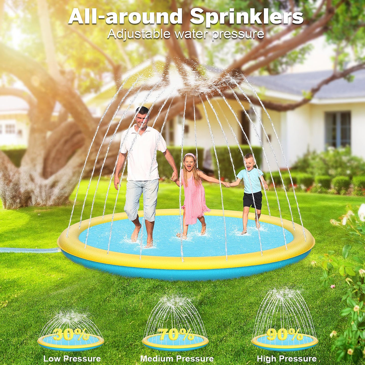 Thicken 94'' Splash Pad, Non-Slip Splash Pad for Kids and Dogs, Toddler Sprinkler Pool & Splash Play Mat, Summer Outside Water Toys Large Splash Pads for Kids Activity, Easy to Use/Clean