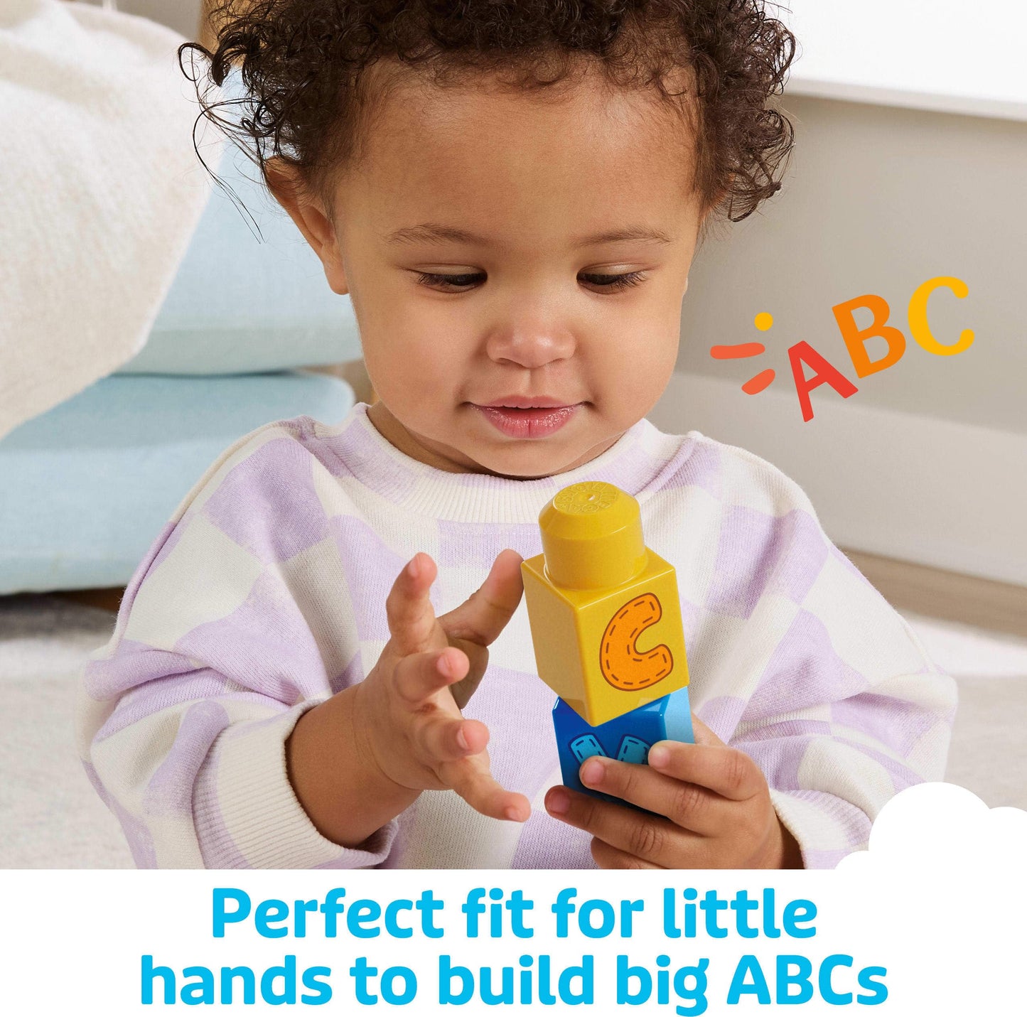 MEGA BLOKS First Builders Toddler Building Blocks Toy Set, ABC Learning Train with 60 Pieces, Ages 1+ Years