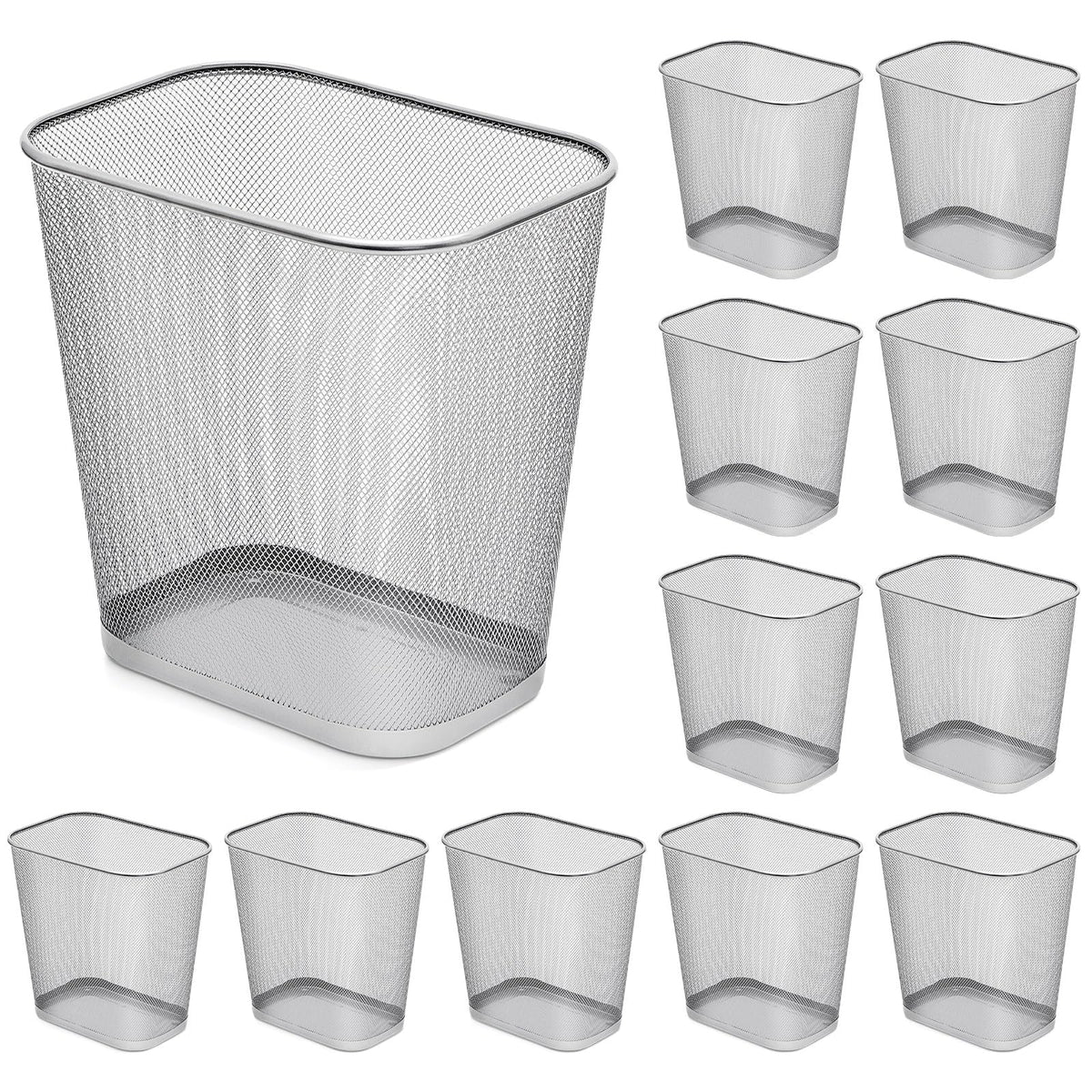 12 Pcs Sliver Mesh Trash Cans Bulk (12 Count)