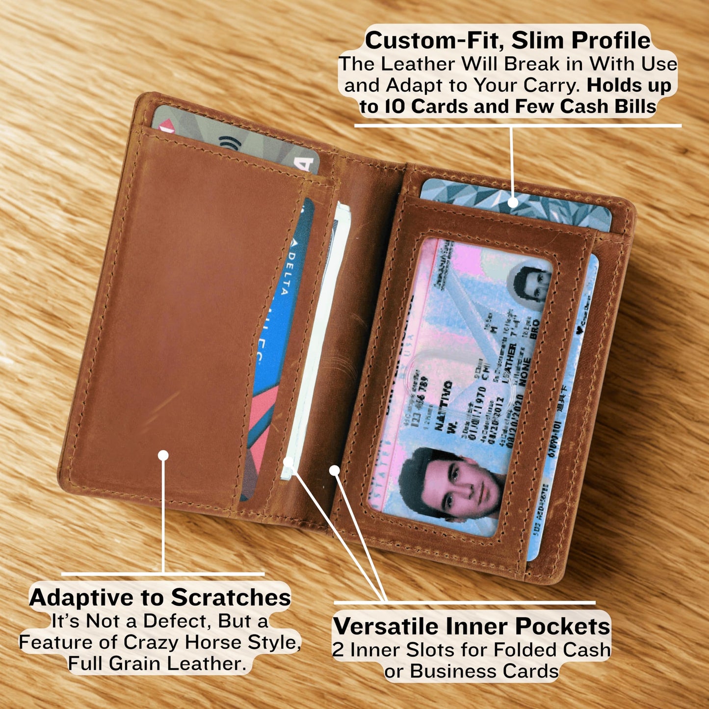 RFID Blocking Slim Wallet for Men | Thin Bifold Credit Card Holder Wallet | Mens Wallet Slim Business Card Case | Minimalist Front Pocket wallet with Gift Box (Genuine Full Grain Soft Leather)