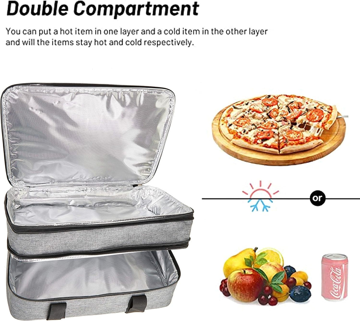 Double Insulated Casserole Carrier Fit 9"x13" Lasagna Lugger Baking Dish Pan for Hot or Cold Food Transport,Portable Thermal Reusable Lunch Warmer Tote Bag for Gathering,Camping,Cookouts,Parties-Gray