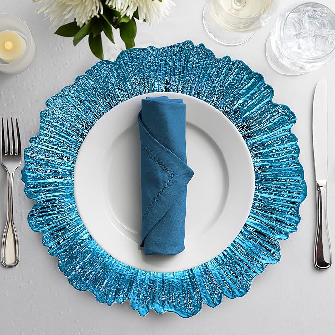 allgala 13-Inch 6-Pack Heavy Quality Plastic Charger Plates-Reef Turquoise-HD80336