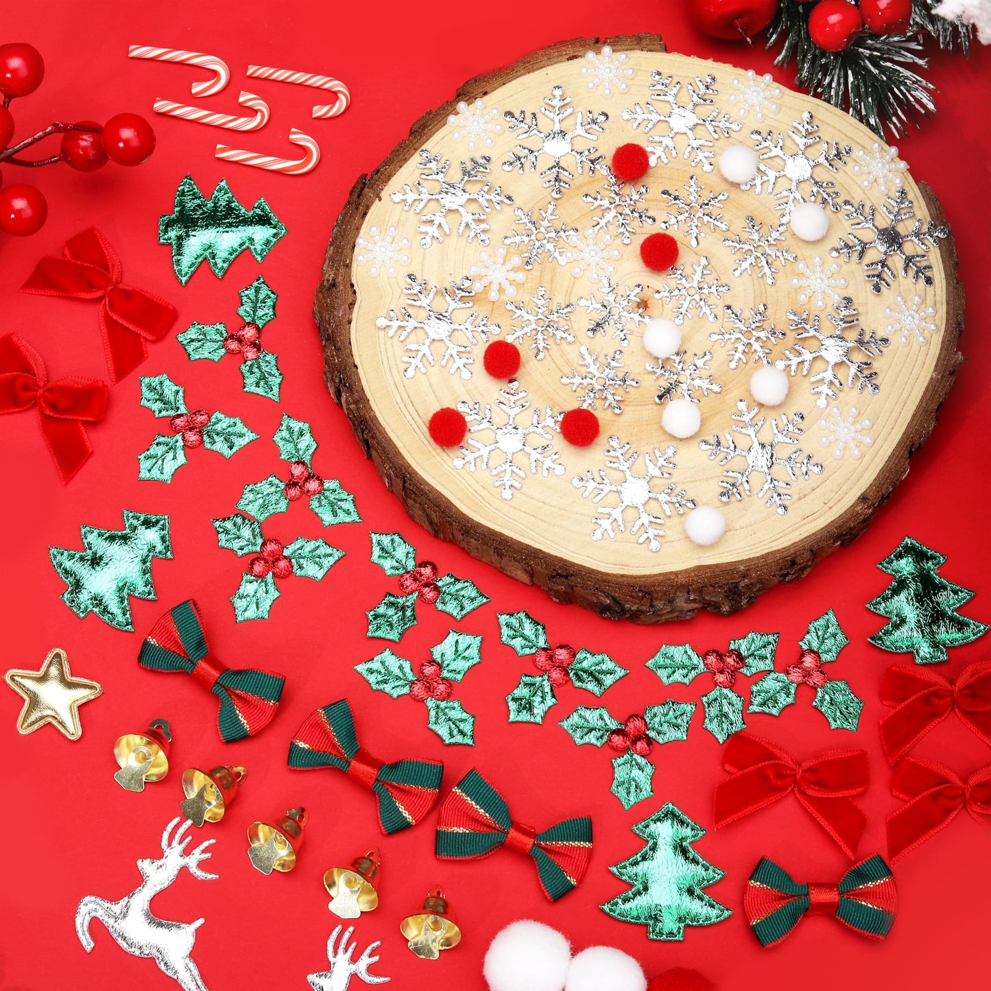 150 Pcs Christmas Decorations Embellishments, Miniature/Mini Ornaments for DIY Crafts Scrapbook(15 Styles)