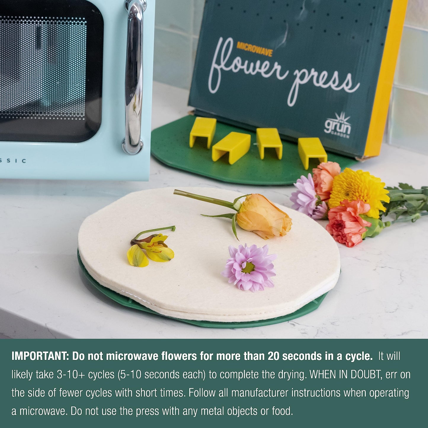 GSM Brands Microwave Flower Press Kit for Drying Leaf, Plant, and Flowers (10 Inch Round)