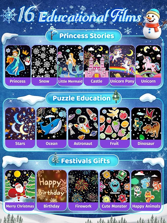 Frozen Toys, 15 Music+16 Films+315 Colors Night Light for Kids, 360°+Remote+Cordless Star Projector for Kids Night Light Projector, Princess Toys for Girls Room Decor, Christmas Gifts Frozen Gifts