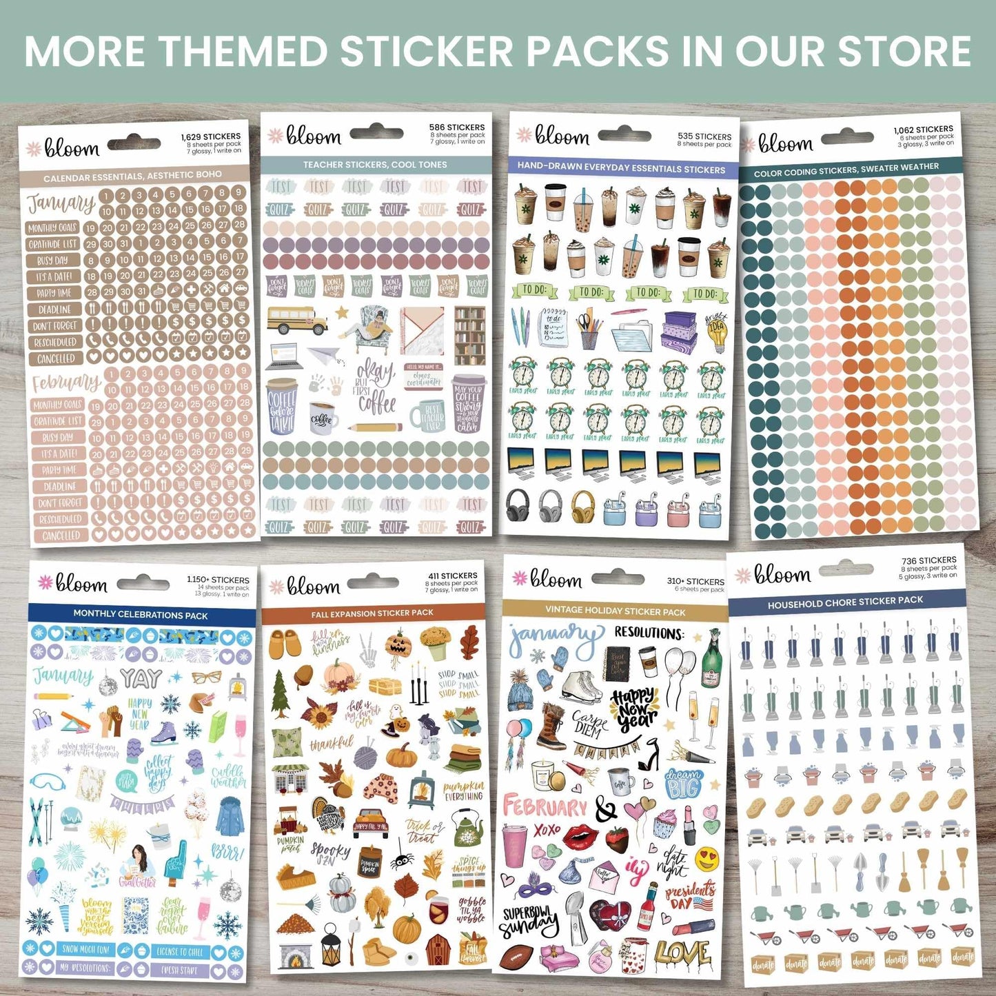 bloom daily planners x Simply Gilded Aesthetic Neutral Planner Stickers (8 Sheets / 435 Stickers) - Bohemian Variety Pack with Gold Foil for Decorating, Planning, Scrapbooking