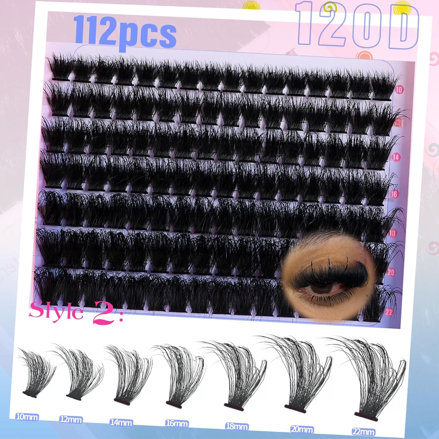 Lash Clusters Kit Fluffy Individual Lashes 80D+120D Thick Eyelash Clusters D Curly Wispy Eyelash Extensions with 2 Bond and Seal Eyelashes Cluster False Eyelashes DIY SinuVelv Lash Extension Kit