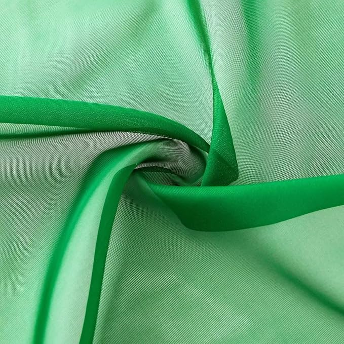 SpaceDresser Basic Rod Pocket Sheer Voile Window Curtain Panels Green 1 Pair 2 Panels 52 Width 36 Inch Long for Kitchen Bedroom Children Living Room Yard（Green, 52W x 36L）